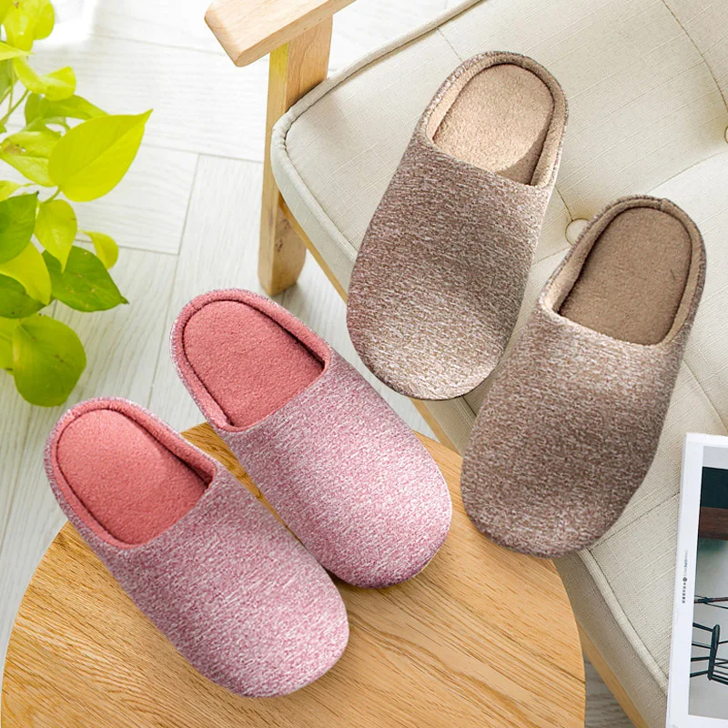 JapaneseStyle Women Slippers House Soft Home Cotton Slipper Autumn Winter Indoor Light Floor Shoes Couple Quietness Bedroom