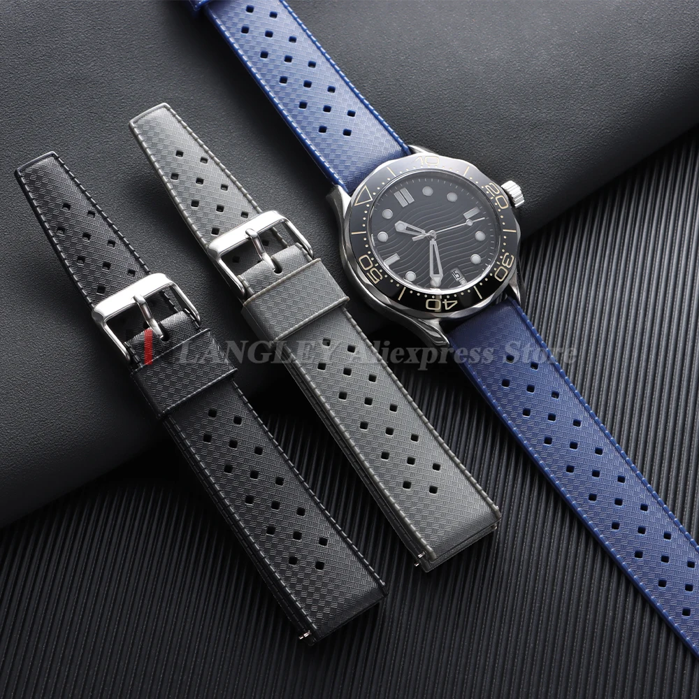 20mm 22mm Premium Tropic Silicone Watch Straps for Seiko for Oris for Omega Quick Release Diving Waterproof Men Women Bracelets - Image 2