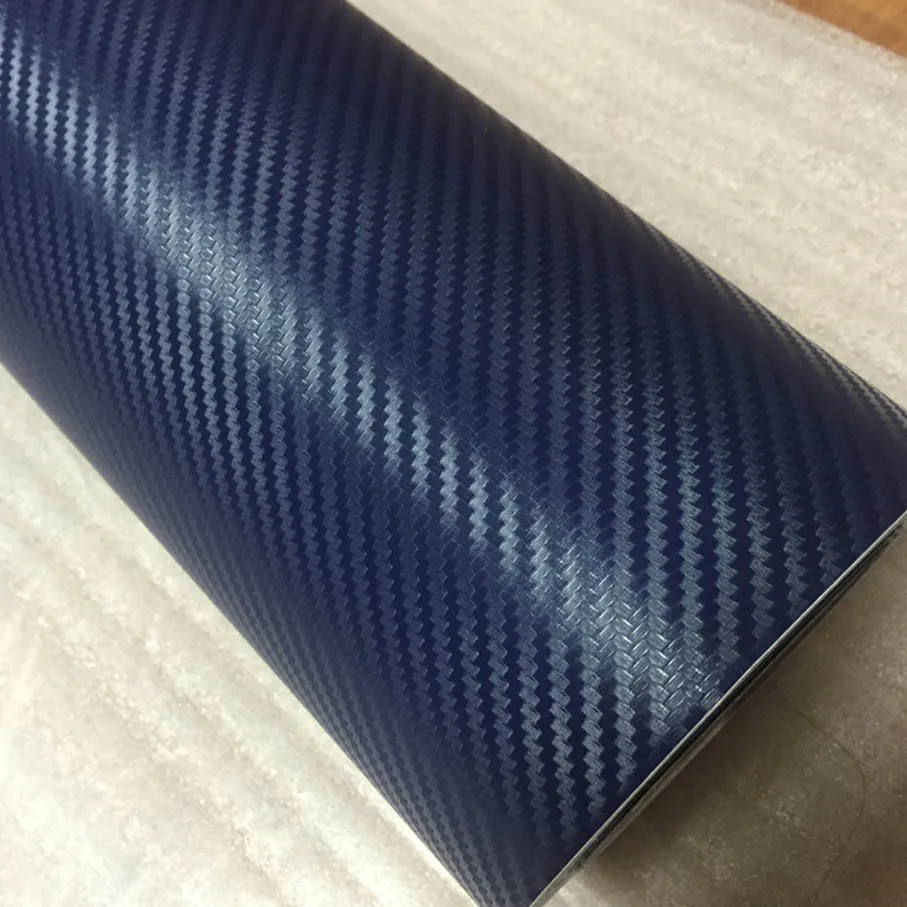 Car Styling Car Sticker 30*127CM 3D DARK BLUE Carbon Fiber Vinyl Film Waterproof DIY Wrap With Retail packaging Motorcycle