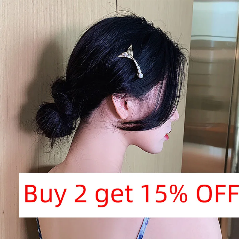 Fashion Gold Alloy Pearls Hairpin Women\'s Stylish Fishtail Hair Clips 2025 Trendy Headwear Accessory