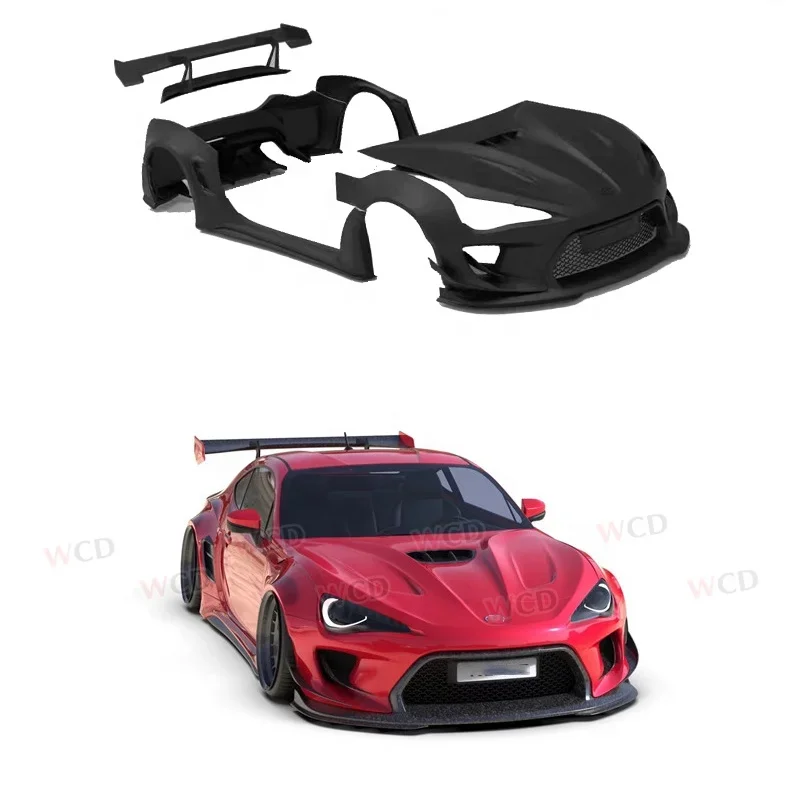 Robot Style FRP Wide Body Kit for Toyota GT86/BRZ 2012-2019 Front Bumper Lip Side Skirt Fender Rear Bumper Diffuser Spoiler Hood