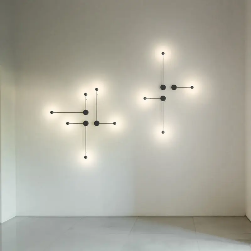 Imagem -03 - Lâmpada de Parede Led Nórdica para Sala de Estar Linha Minimalista Moderna Luzes de Parede Preto e Branco Lâmpada de Cabeceira