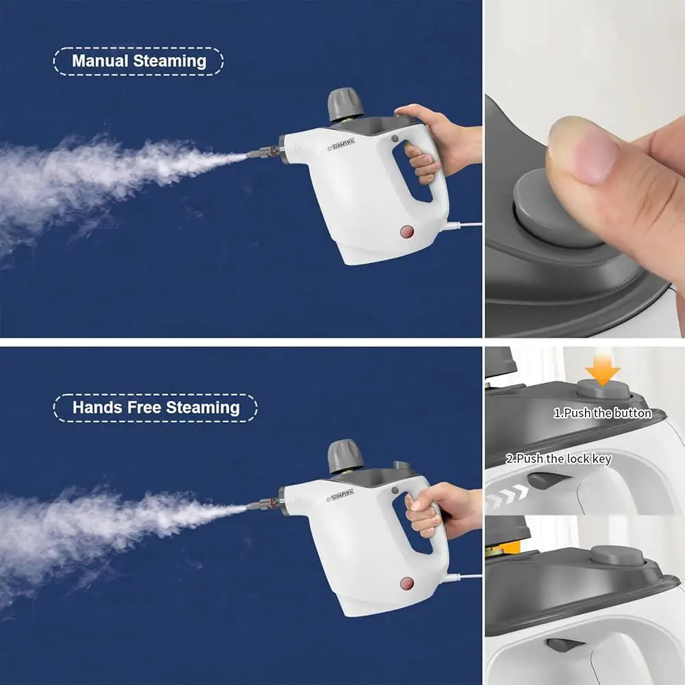 Handheld Steam Cleaner 16PCS Accessories Safety Lock 500ML Natural Steam Cleaning High Pressure Automatic and Manual Options