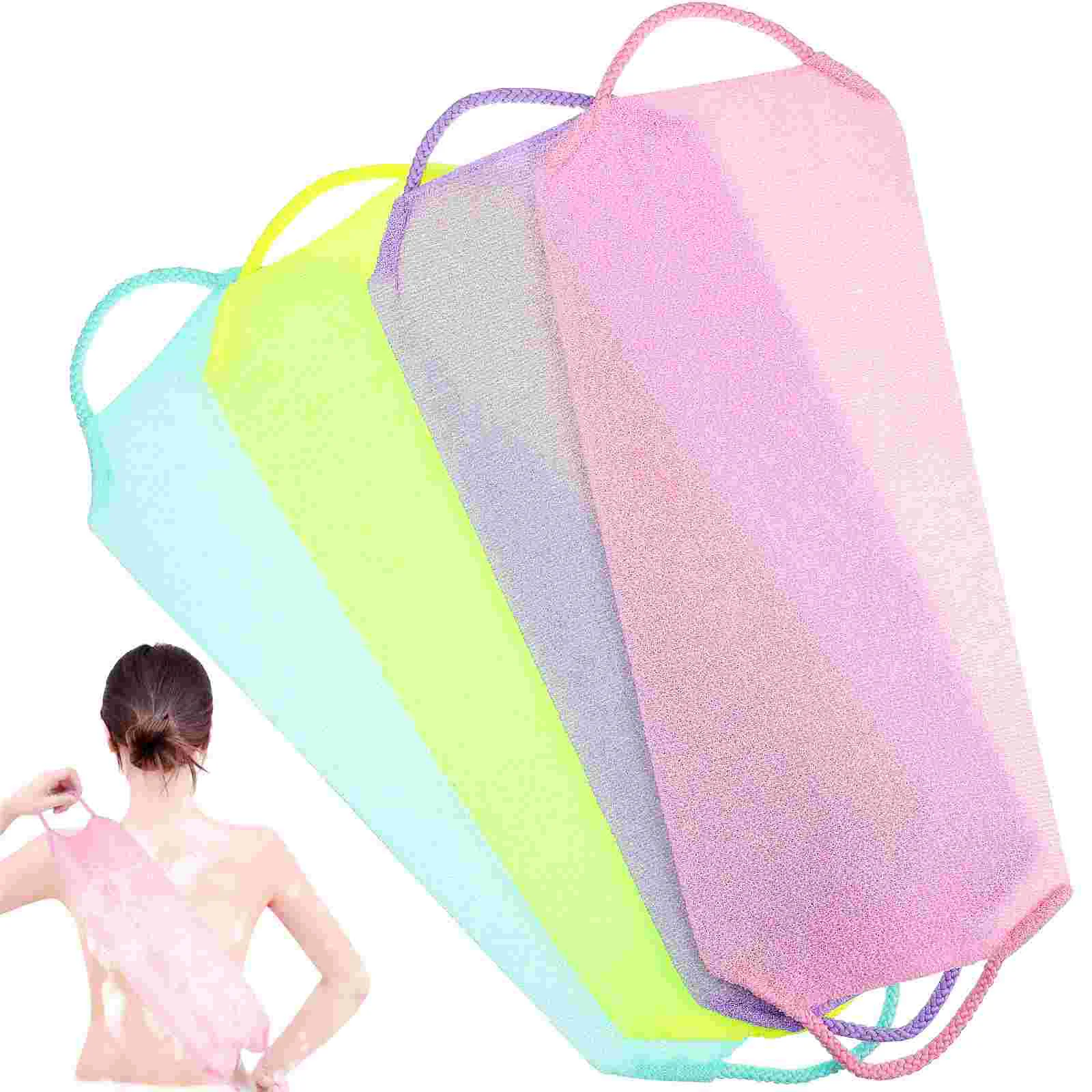 

4 Pcs Exfoliating Back Scrub Towel Towels Body Cloths Washer Polyester Showering Man Scrubber