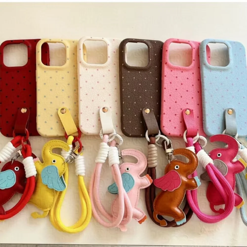 

For XIAOMI 15Pro 14 13 Leather Dumbo polka dot with drawstring phone case soft and simple anti fall dust-proof protect cover