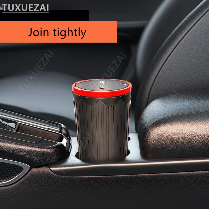 For Mercedes Benz GLK Press Type Car Trash Can Cup Holder Trash Bin with Lid Leakproof Waterproof Car Rubbish Container