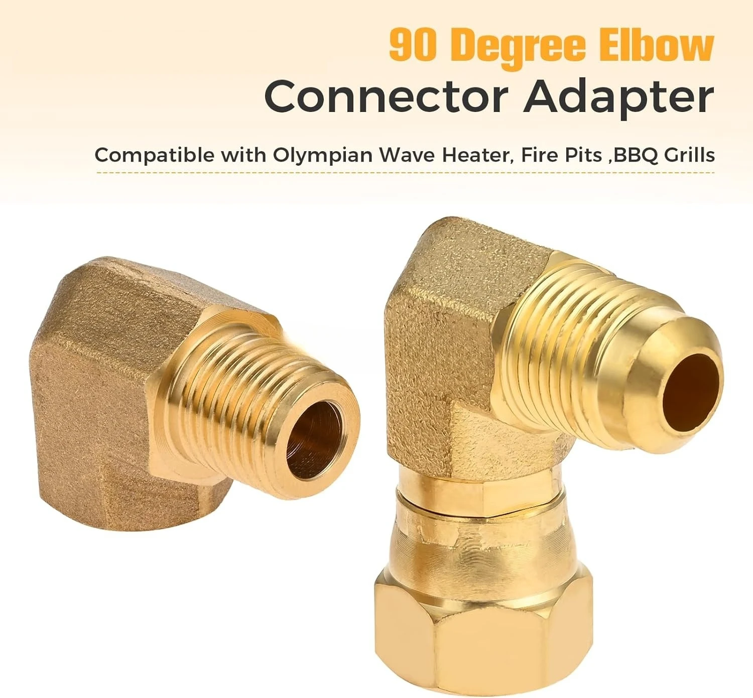 2Pcs/set 90 Degree Elbow Connector Adapters Replacement for Olympian Wave Heater Fire Pits BBQ Grills 1/4