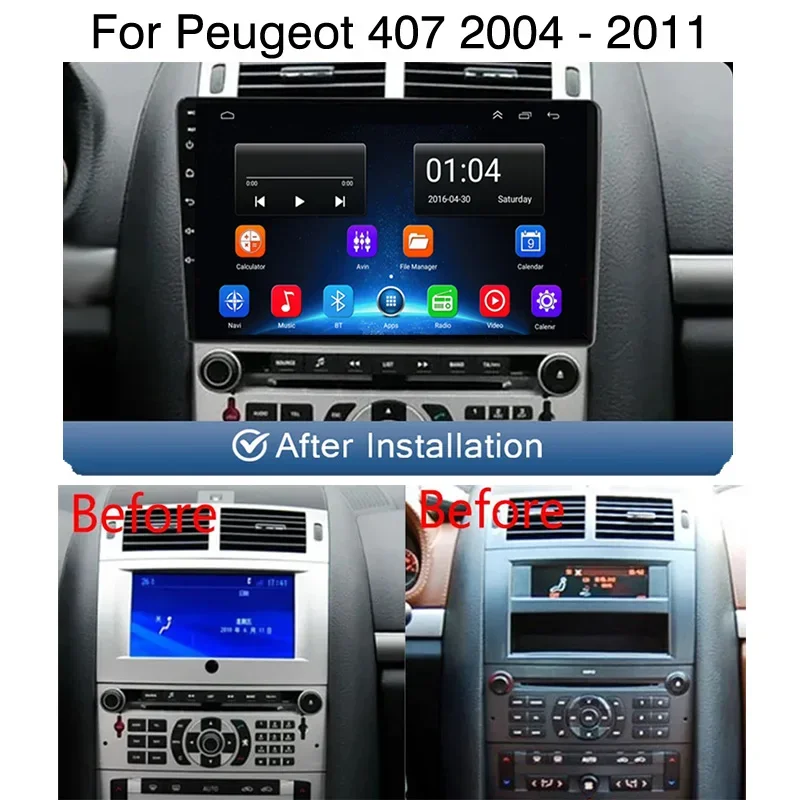 

8GB+128GB 4G Android 13 Radio For Peugeot 407 2004 2005 2006-2011 Car stereo Multimedia Player Carplay Auto GPS navigation 2DIN