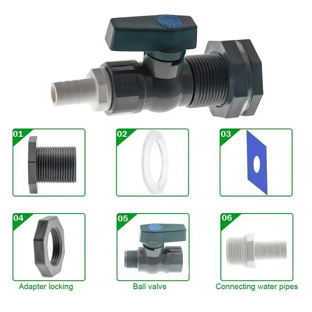 For Irrigation System Tank Diverter Kit Plastic Rain Tank Valve As Shown Ball Valve With Gasket Easy Installation