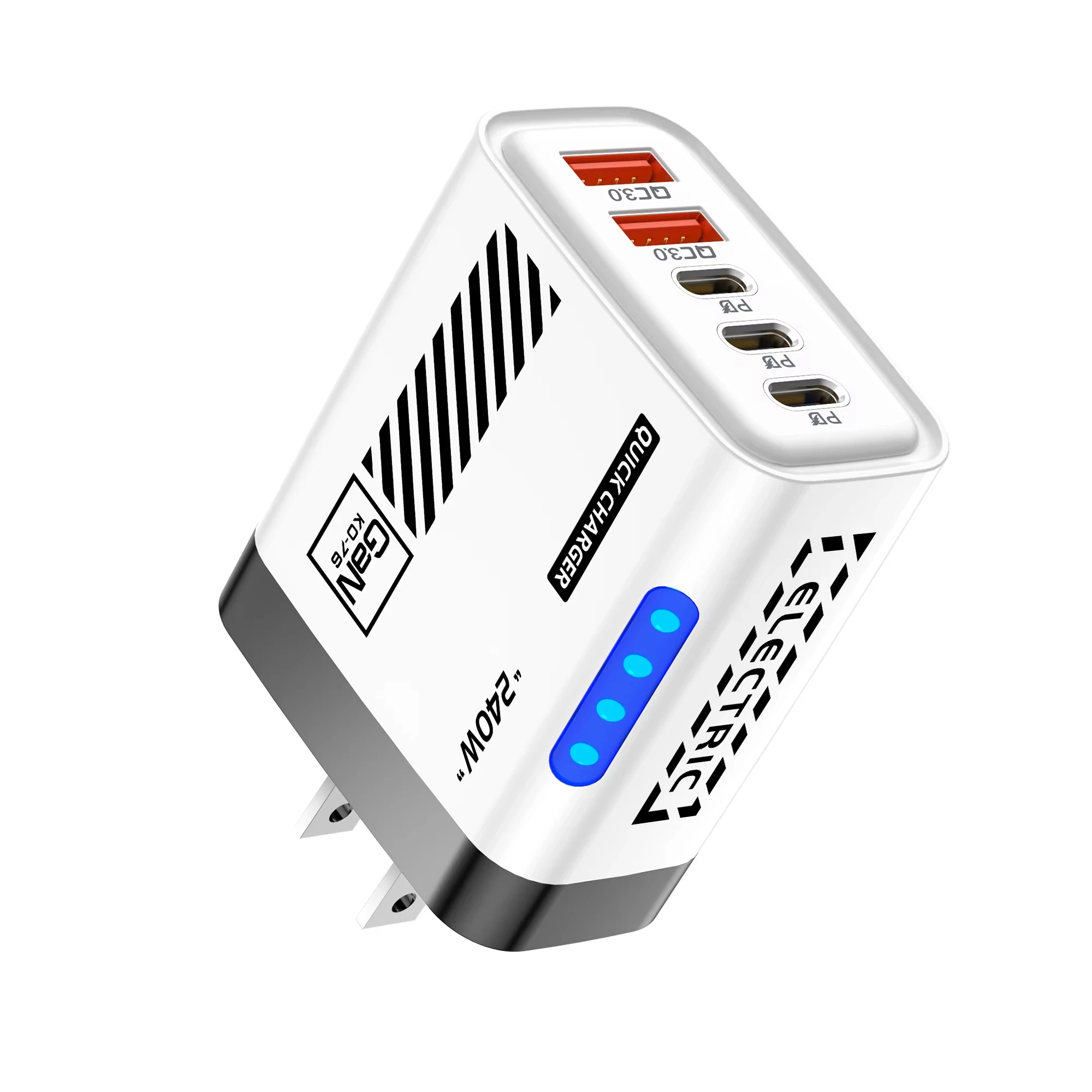 5-Port-GaN-USB-C-Ladegerät 240W PD Schnellladegerät Telefonadapter Wandladegerät für iPhone Samsung Xiaomi Huawei Schnellladestecker