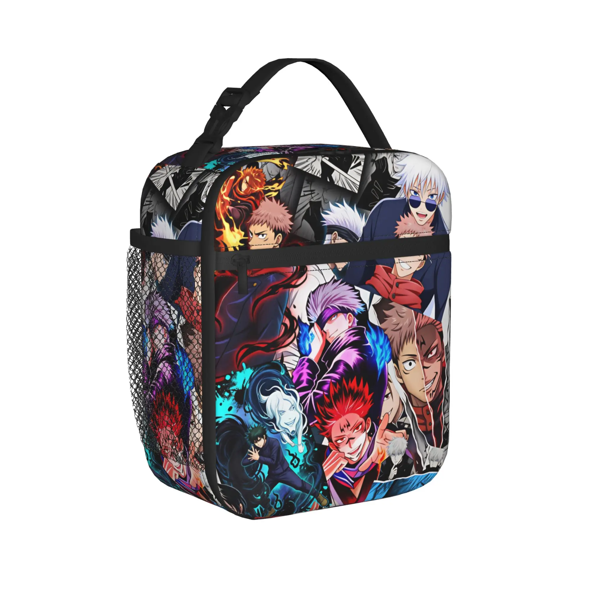 Satoru Gojo Comic Animation Lunch Bag  Kawaii Lunch Box For Child Travel Portable Cooler Bag Waterproof Graphic Tote Food Bags