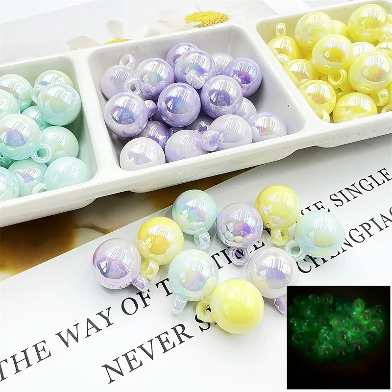 10pcs/lot DIY Jewelry Findings 16mm UV AB Colors Round Ball Charms Fit Necklace Earring Bracelet Key Chain Handbag  Glow In Dark