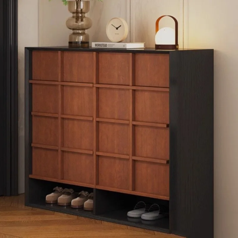 

Nordic solid wood shoe cabinet, household small apartment with drawer storage locker