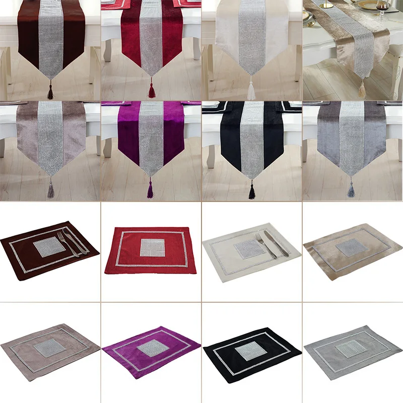 

Decorative Luxury Flannel Velvet Table Runners with Tassels for Home Party Xmas Decor Diamond Table Runners Table Mat