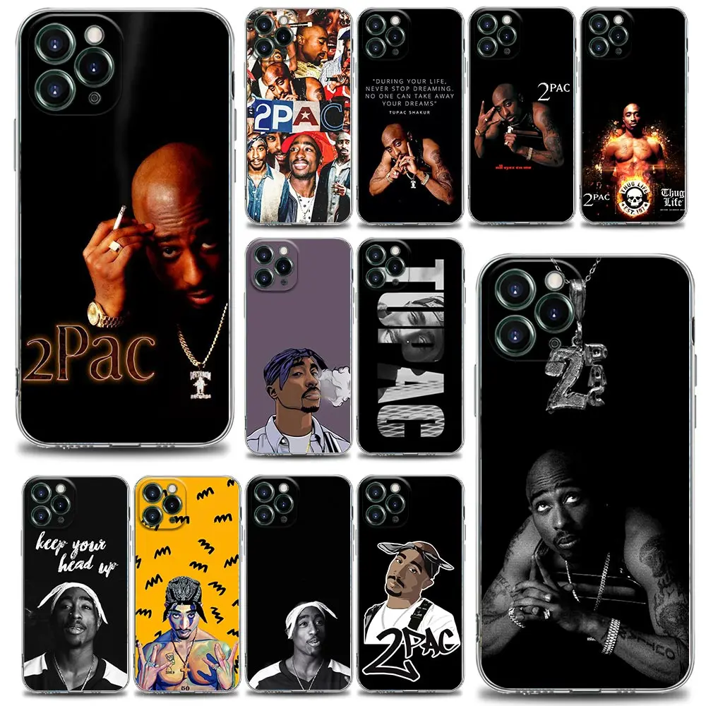 2PAC Tupac Shakur Gangsta Rapper Shell Case for iPhone 15 11 12 13 14 16 Pro Max Mini 16 Plus 15Pro Soft Transparent Cover Funda