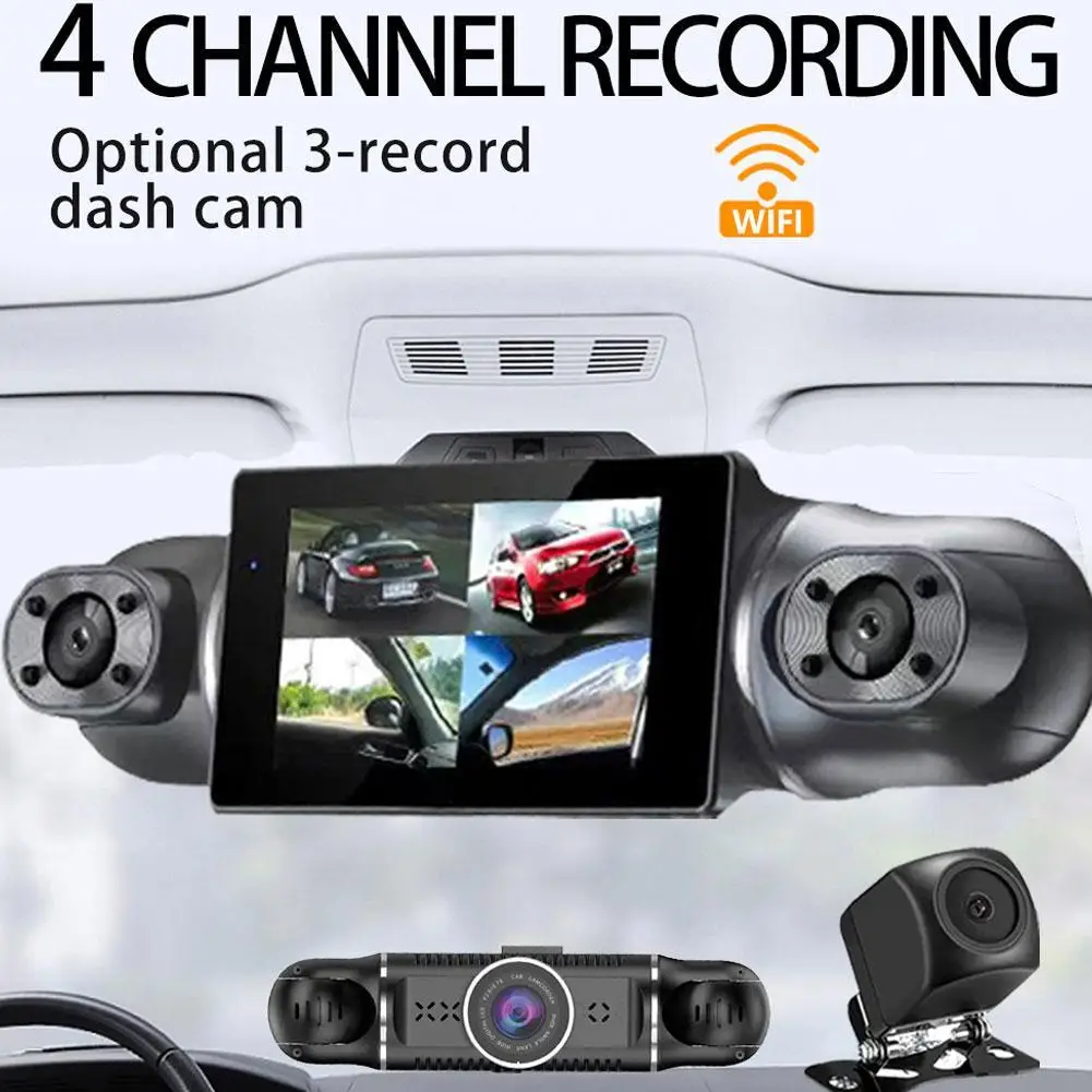 

4-канальный автомобильный видеорегистратор GPS 1080P, видеорегистратор, 360 градусов, Wi-Fi, приложение, видеорегистратор, 24-часовой парковочный монитор, камера заднего вида, автомобильный рекордер