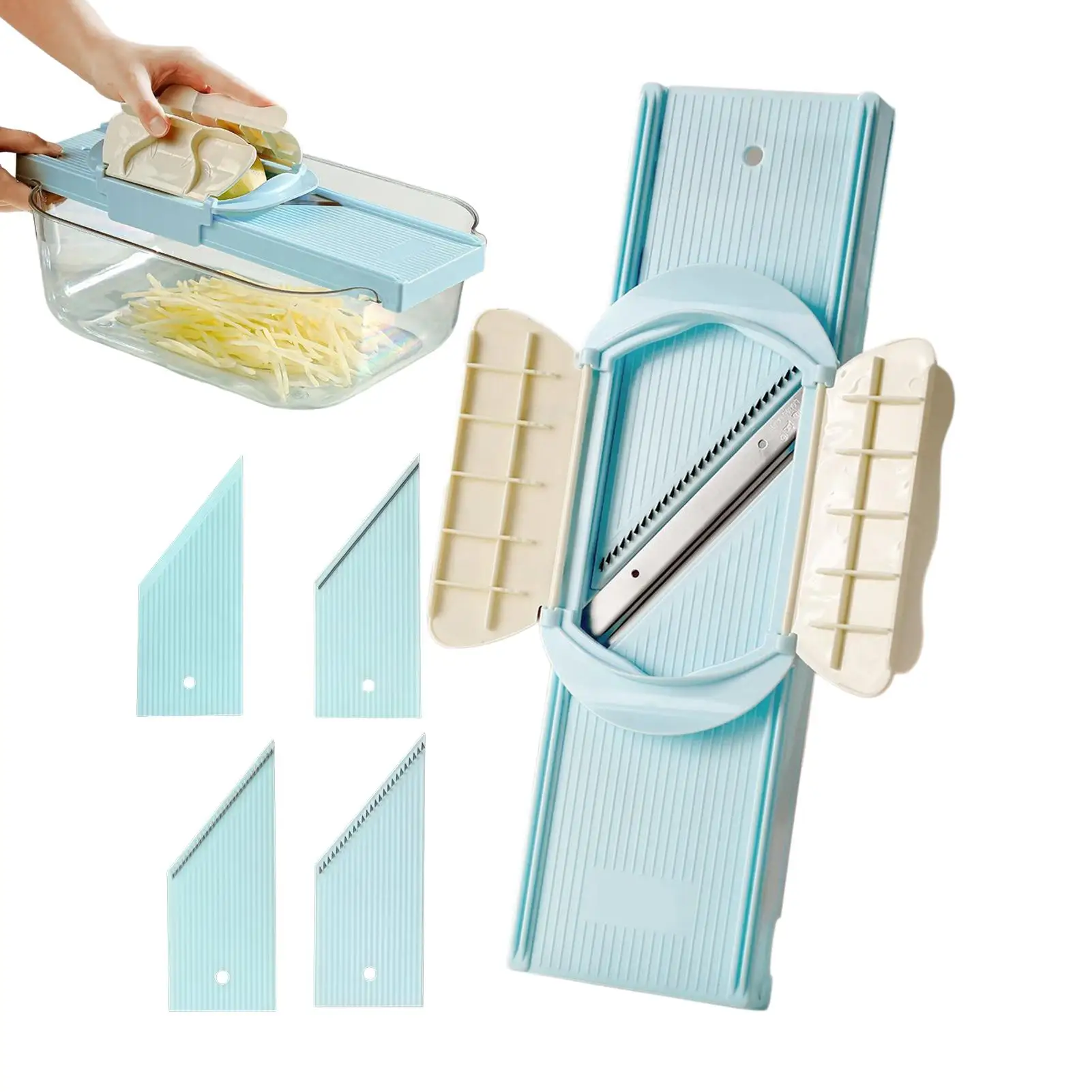 Vegetable Slicer with Hand Guard Manual Handheld Food Cutter Kitchen Slicer for Potato Carrot Zucchini Cabbage Food Prep