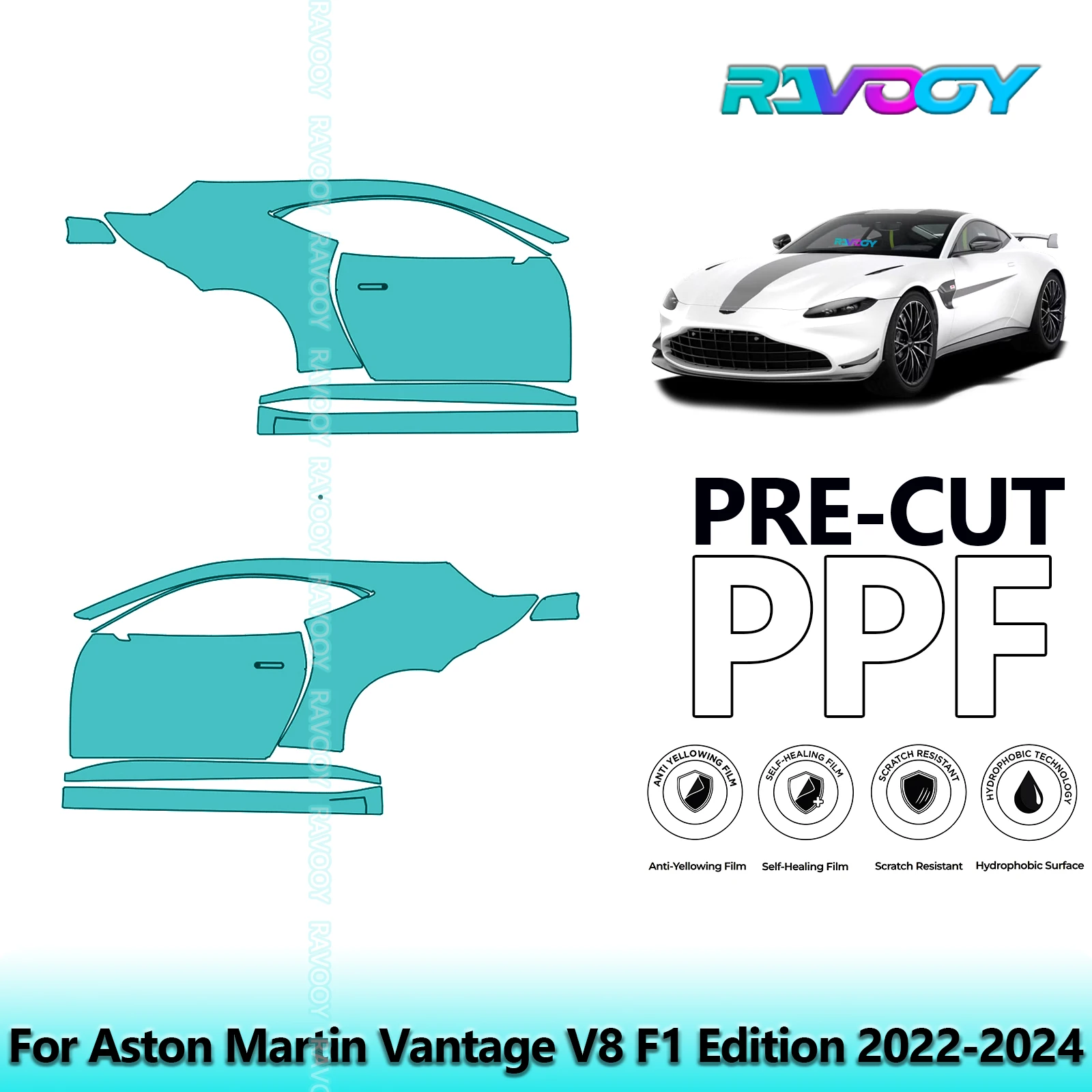 لأستون مارتن فانتاج V8 F1 الطبعة 2022-2024 8.5mil قبل قطع باب PPF ومجموعة عمود A/B مجموعة طبقة حماية الطلاء من البولي يوريثان #1