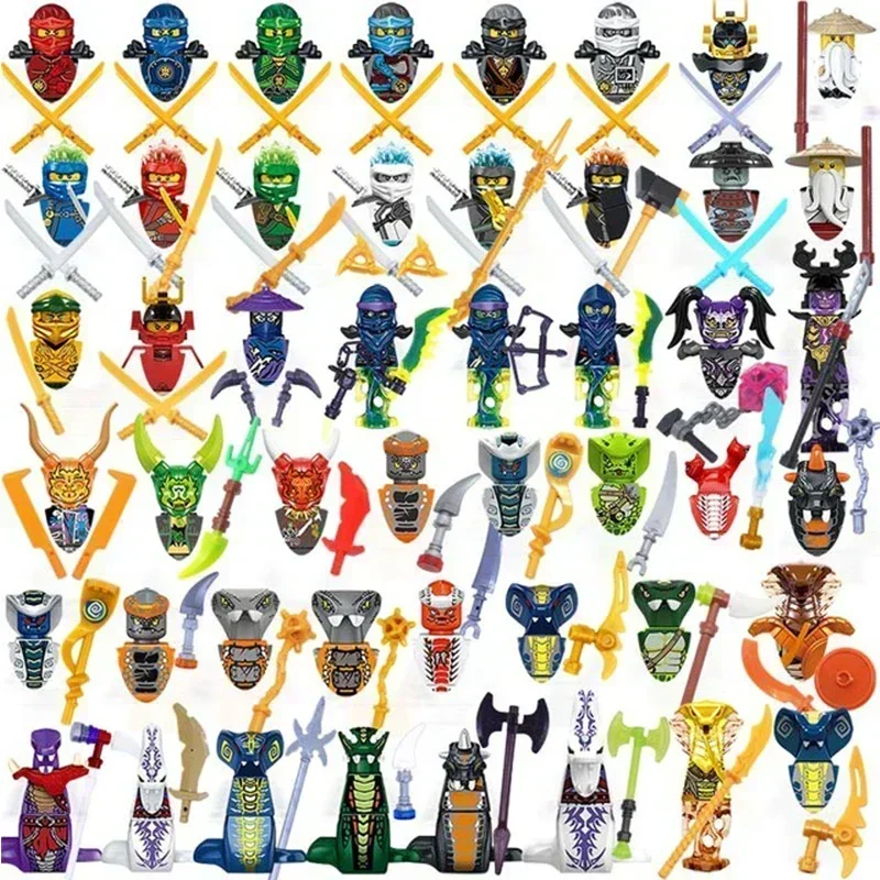 24-teilige Anime-Charaktere Ninja-Figuren Garmadon Jay Lloyd Samukai Cole Harumi Ultra Violet Pyro Snake Baustein Kinderspielzeug