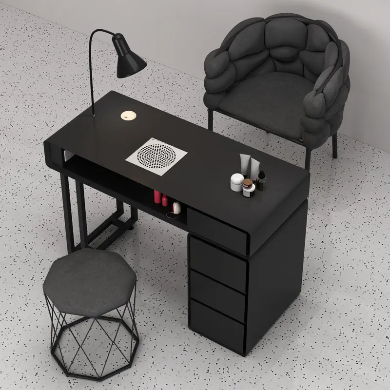 

light luxury nail desk black art minimalist professional manicure table with suction tavolino unghie beauty salon furniture