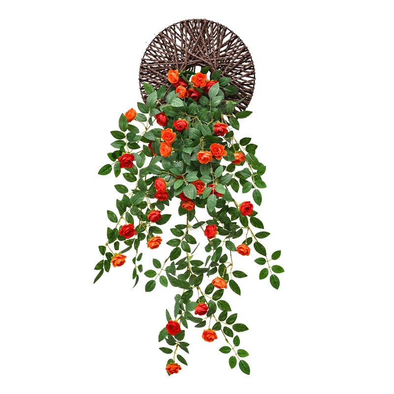 الزهور الاصطناعية النباتات أوراق Lvy الخضراء معلقة زهرة الورد الكرمة الزفاف ديكور حديقة المنزل DIY بها بنفسك معلقة جدار زهرة الحرير