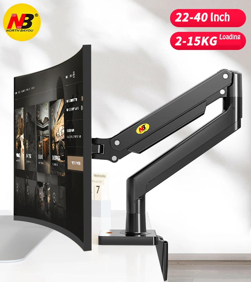 NB G40 Gas Spring Arm 22-40 inch Screen Desktop Monitor Holder 360 Rotate 2-15kgs Monitor Mount Arm with USB 3.0 Port