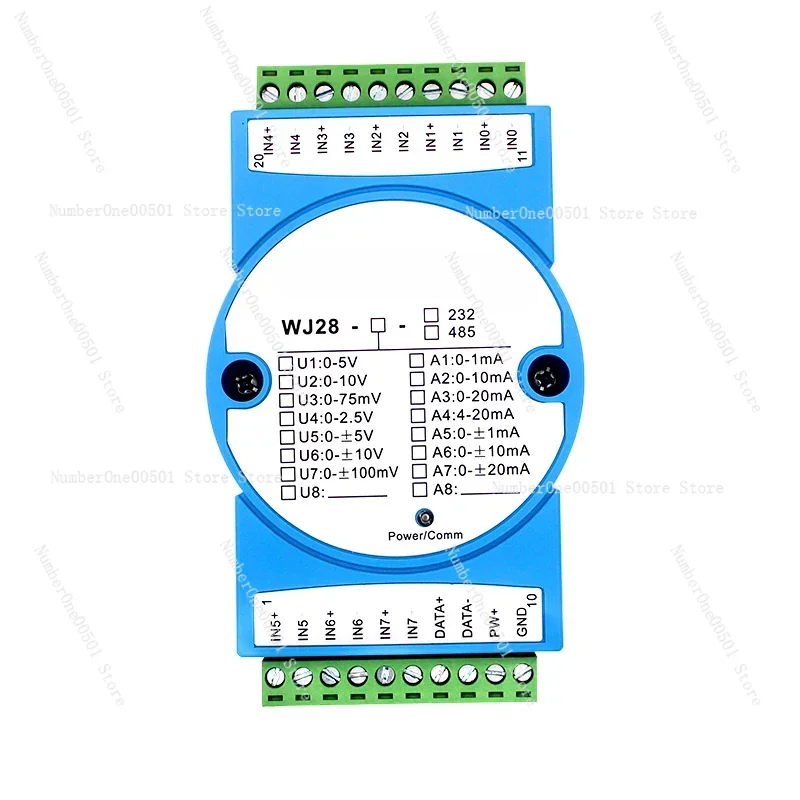 Eight-Channel Analog 4-20mA Current to Modbus RTU Protocol RS485 Acquisition Module Wj28