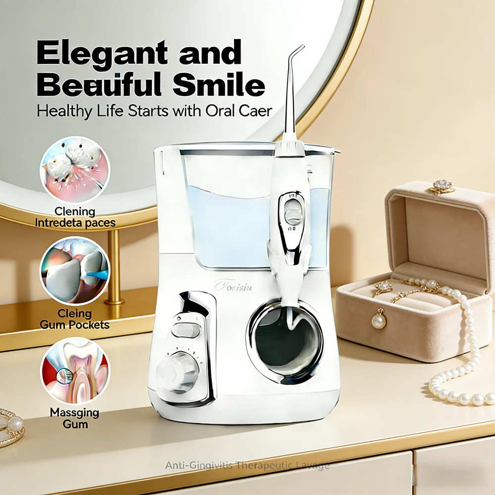 

800ML Electric Teeth Care Water Flosser, 10 Operation Settings 5 Special Nozzles, Dental Irrigator for Cavity Prevention