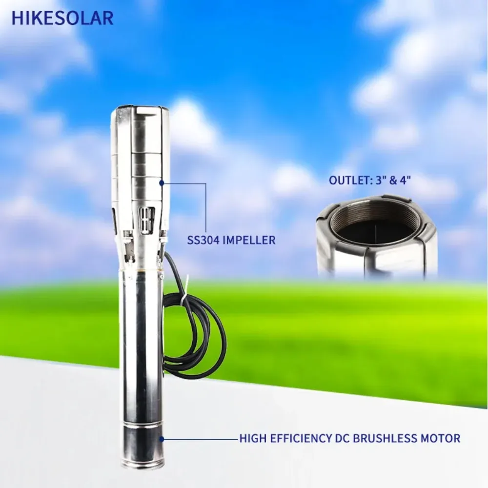 12HP Solar Hybrid AC/DC Submersible Borehole Pump 68000L/H 4" Outlet Agricultural Irrigation Water Pump