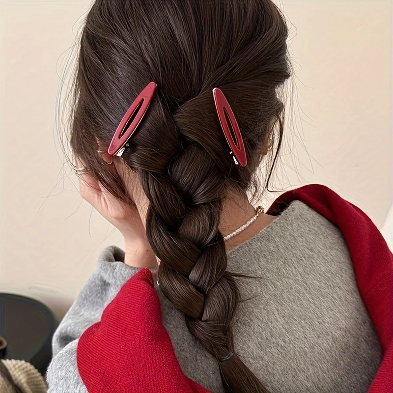 

Acetate Hollow Oval Bangs Hair Clips, 4Pcs Geometric Water Drop Duckbill Side Clips, Minimalist Hair Accessories for Women Loose Hairstyle