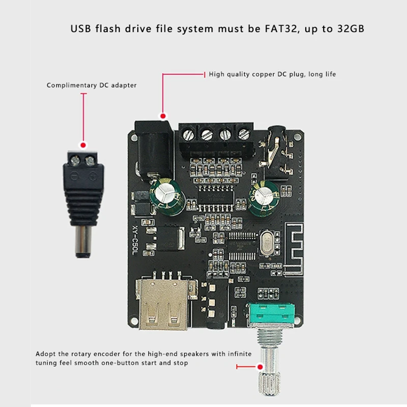 YX-C50L Bluetooth 5.0 Subwoofer Versterker Board High Power Audio Stereo Versterker Board 2X50W Bass AMP