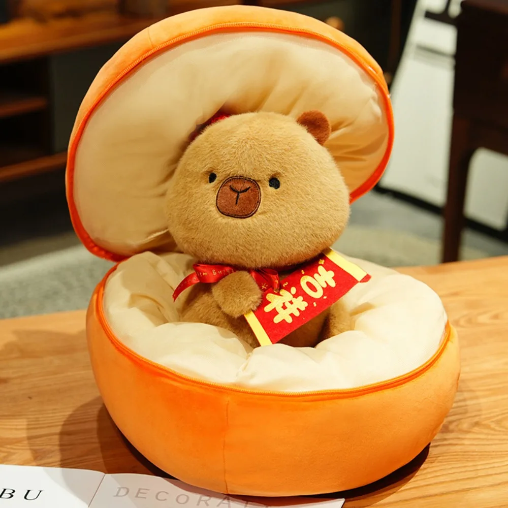 Persimmon Capybara Plush Doll Everything Goes Smoothly Dress Up Capybara Plush Toy Auspicious Soft Capibara Fluffty Doll