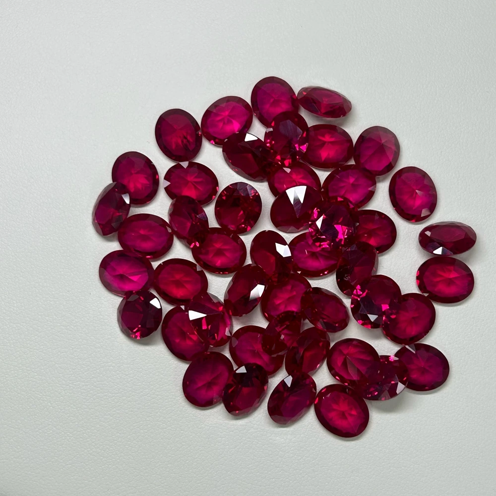 

Oval Cut 3x5 - 13x18mm 6A Synthetic Ruby Gemstones Flame Melting 5# Red Colors Corundum Stone