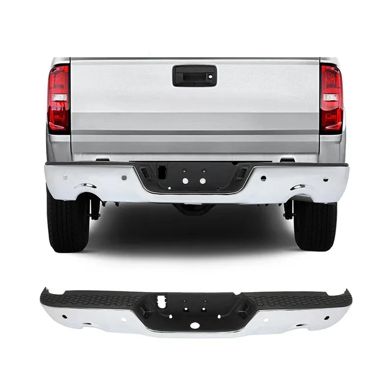

USA In Stock Chrome Rear Step Bumper for 2009-2018 Ram 1500 w/Dual Exhaust&Sensor Holes