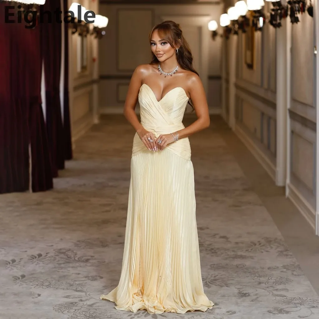 

Eightale 2025: желтое вечернее платье макси, плиссированное свадебное вечернее платье в форме сердца, вечернее платье в Дубае, вечернее платье по индивидуальному заказу, Robe de soiree