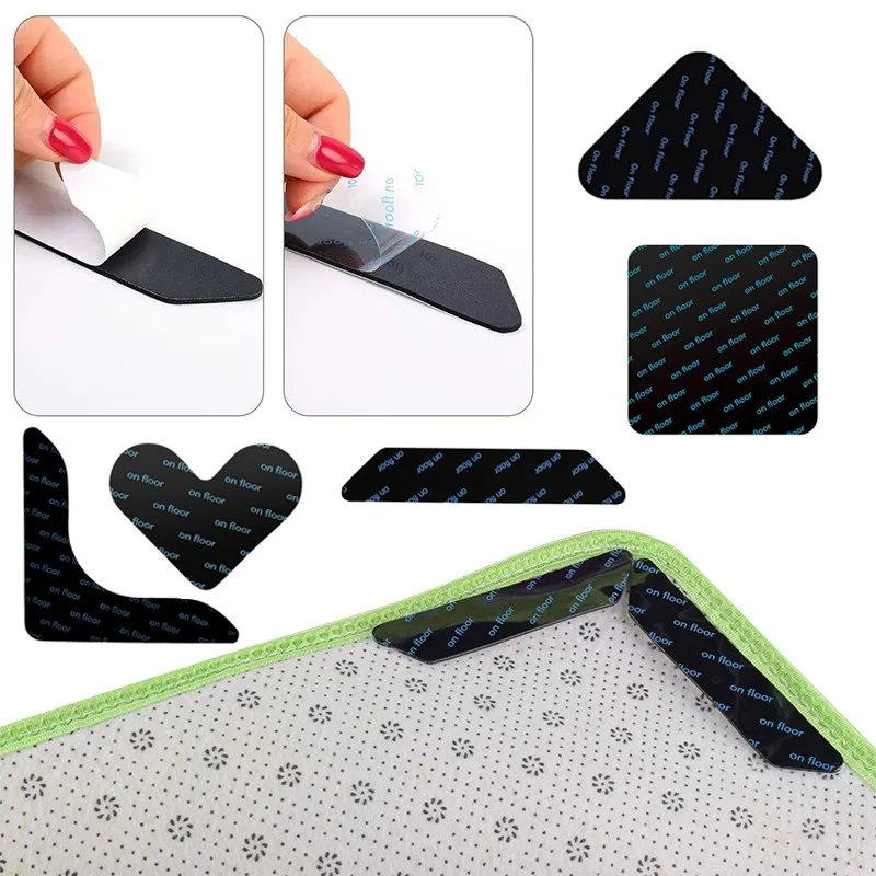 

Carpet Non-slip Sticker Reusable Washable Anti Curling Carpet Fixed Floor Rug Mat Tape Gripper Corner Pad Multi Purpose Patches