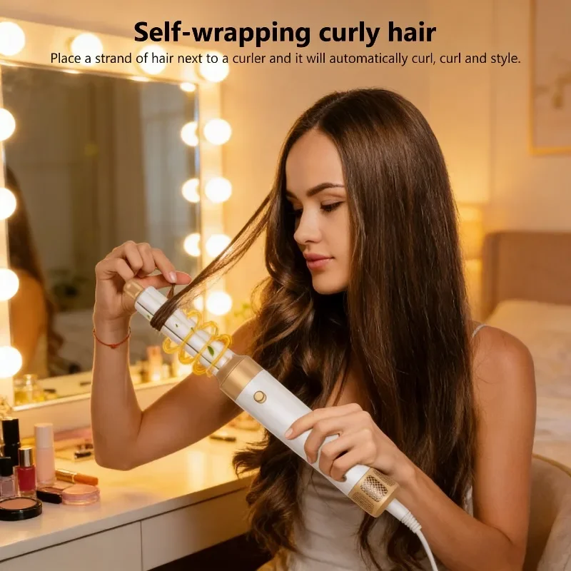 

7 In 1 Hair Dryer Brush Brushless High Speed Hair Dryer with Diffuser Ionic Blow Dryer Hot Air Styling Comb Auto Hair Curler