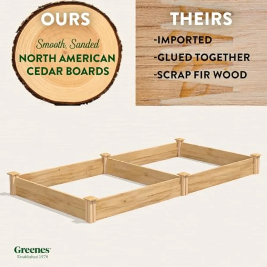 Raised garden bed for outdoor use, cedar wood, natural color, premium rot-resistant material