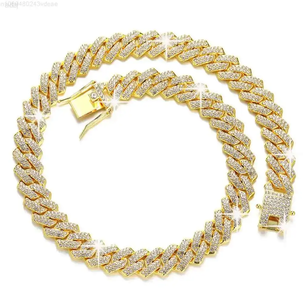 

Diamond Prong Set Cuban Link Chain 14k Gold Plated Hip Hop Iced Out Jewelry Bling Vvs Moissanite Necklace for Men