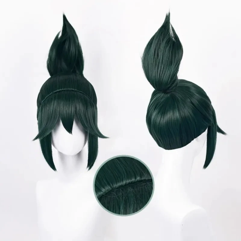 Game Overwatch2 Kiriko Cosplay Wig Dark Green High Ponytail Hair Heat Resistant Synthetic Halloween Party Accessories Props