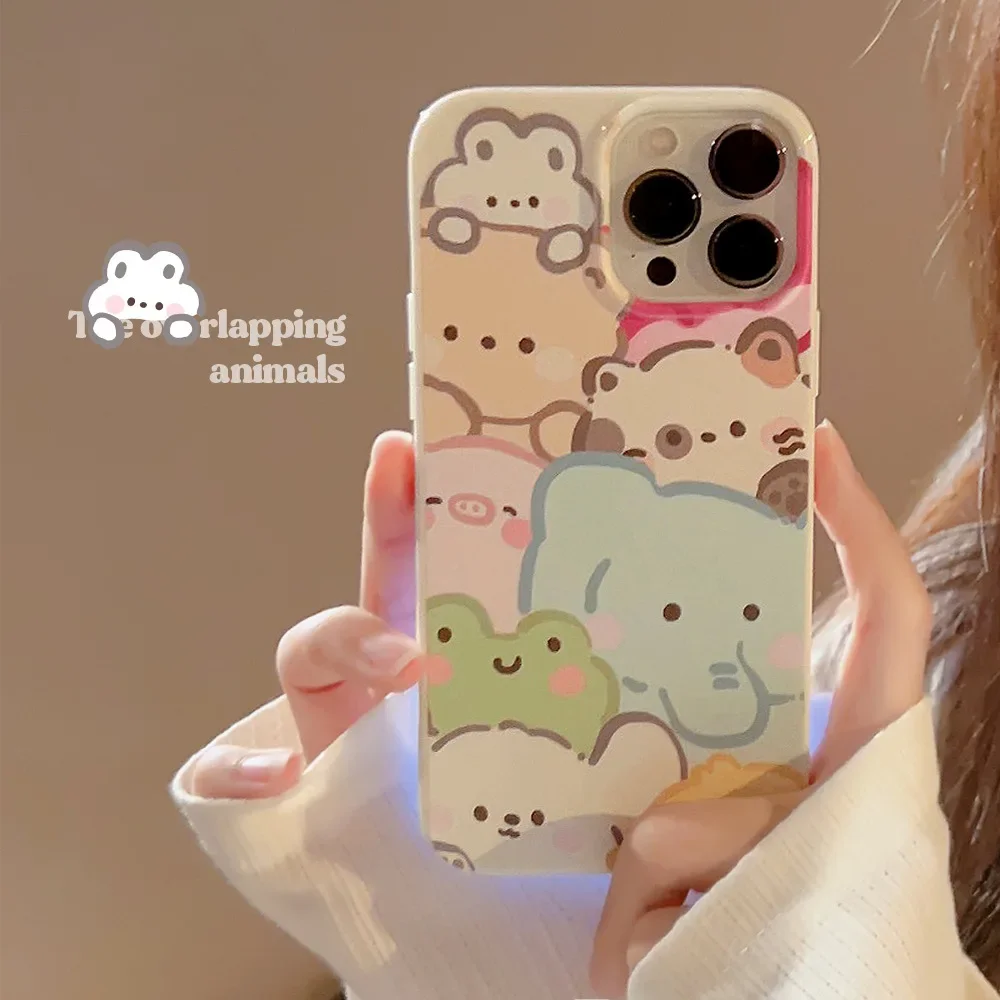 Cute watercolor Elephant puppy cat animal party Phone Case For iPhone 16 15 14 13 12 11 Pro Max Xr 14 15 16 Plus Case Cute Cover