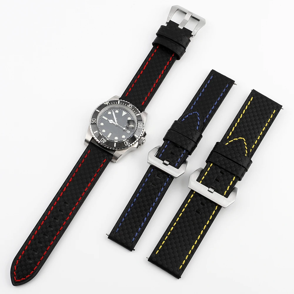 Mosaic Pattern Watch Strap 20mm 22mm 24mm 26mm Black Replacement Watchband Quick Release Wristband Bracelet Watches Accessories