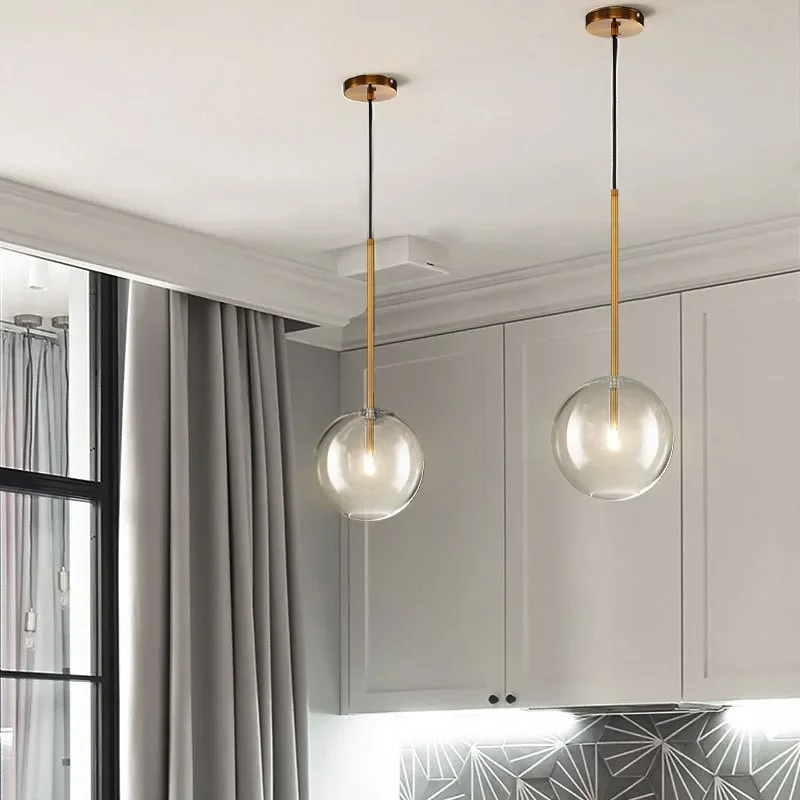 Bubble Glass Ball Pendant Lighting for Bedroom Bedside Kitchen Dining Room Bathroom Hanging Lights Decoration Lamp Ceiling