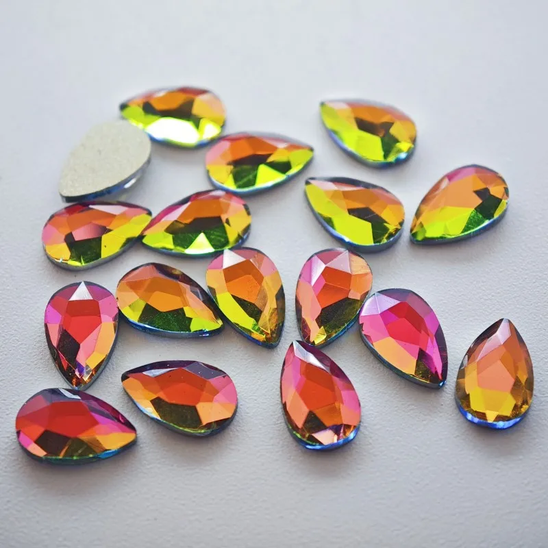 26Colors 5.2*8mm Drop-Shape Boutique Flat bottom nail art rhinestones Glass crystal 3D nail decoration Multiple shapes wholesale