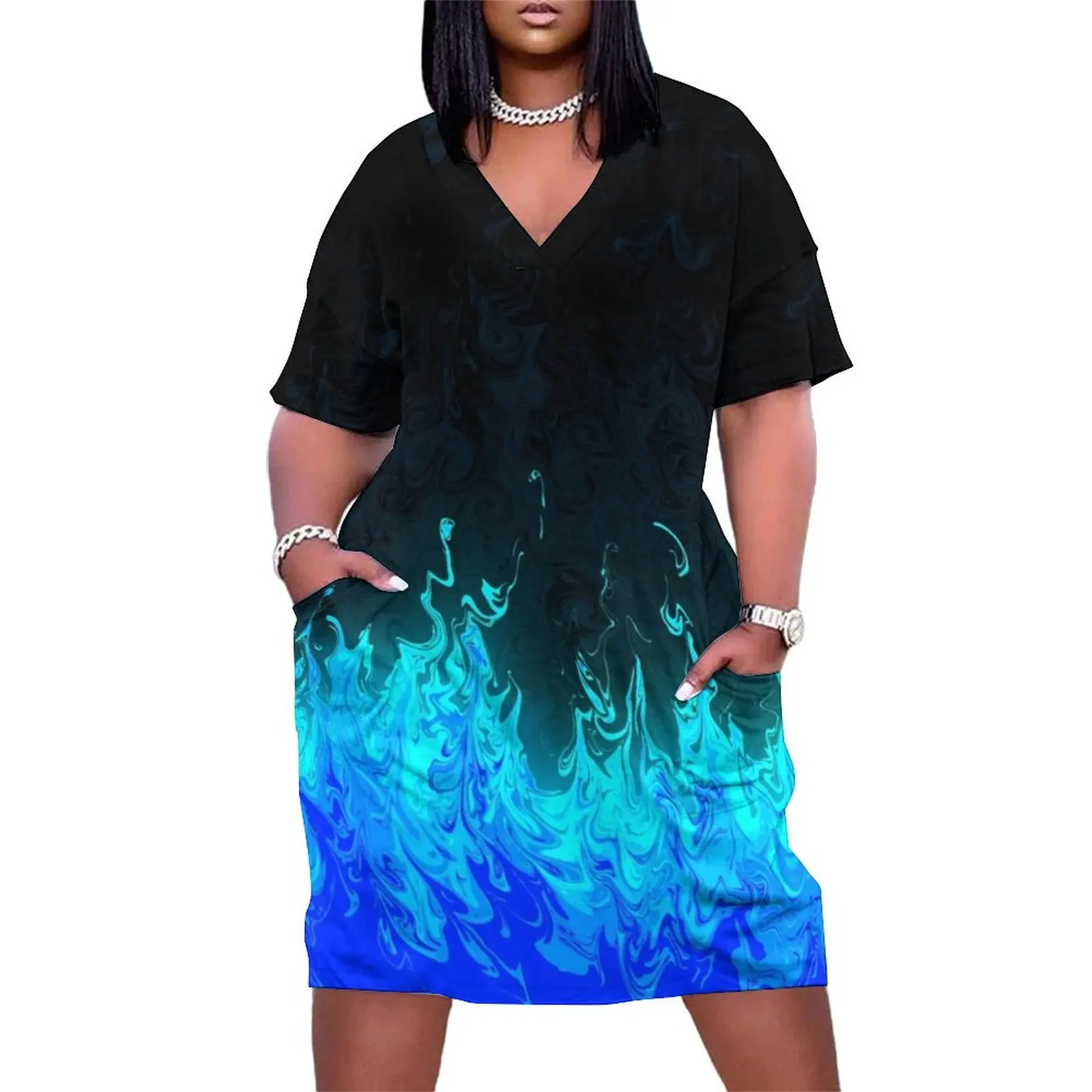 Hades flame Loose Pocket Dress Women"s skirt dress women summer