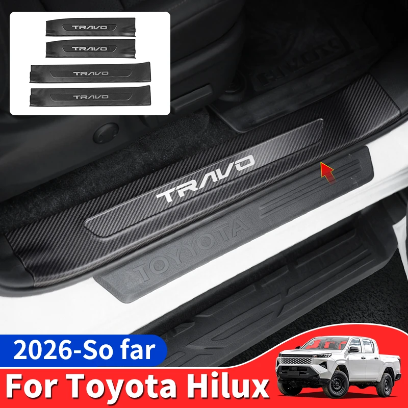 

For 2026 Toyota Hilux SR5 Pickup Inner Door Sill Protector Scratch Resistant Door Entry Guard Trim Interior Styling Accessories