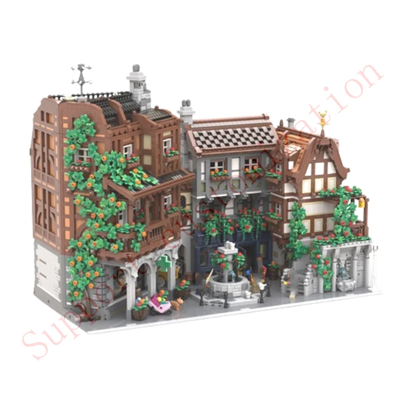 Spot assemblaggio di piccole particelle MOC- 164454   Old City Street View Architettura Serie Casa Puzzle per bambini Giocattolo Regalo creativo fai-da-te