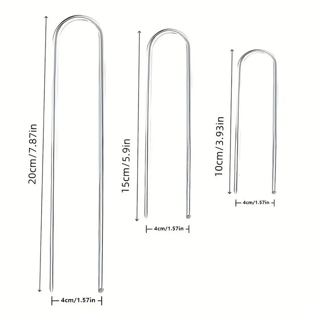 20pcs Stainless Steel U Shaped Garden Pegs Landscape Fabric Pins Sod Staples For Lawn Turf Irrigation Netting Anchoring