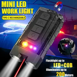 Mini linterna LED portátil, 12 modos de luz, linterna con imán trasero, luz multifuncional con Clip para sombrero para acampar y pescar