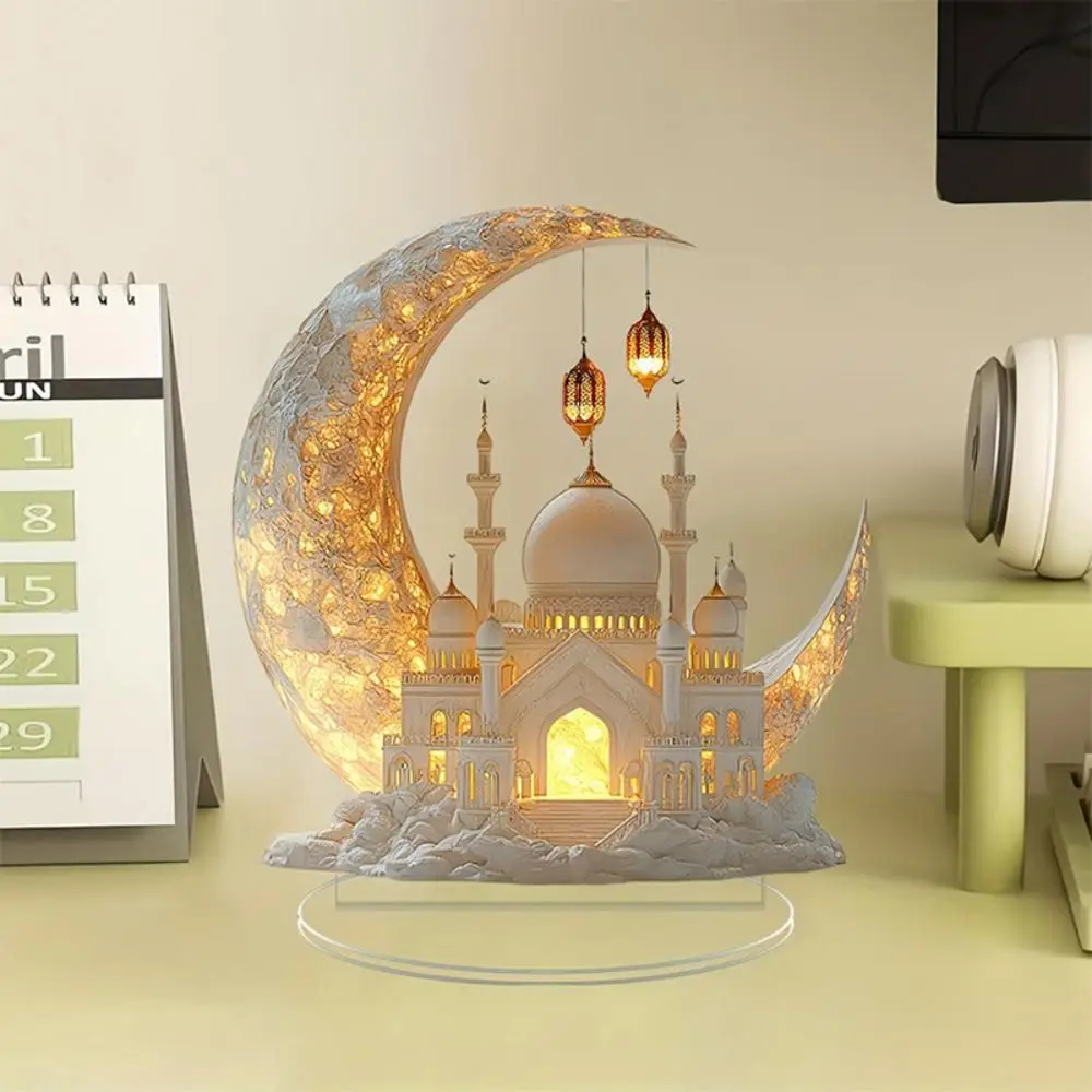 New 2D Ramadan Festival Acrylic Moon Castle 2025 Eid Al-fitr Mubarak Home Party Table Gifts Ramadan Decorations Craft Ornament